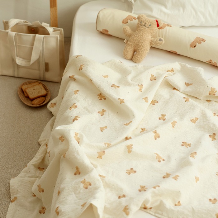 [Shebebe] Gomi Bear Triple Gauze Blanket (90x135cm)