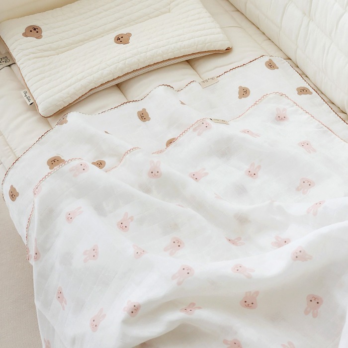 [Shebebe] Double Gauze Baby Blanket Pin Coat 90×140 (Design Selection)
